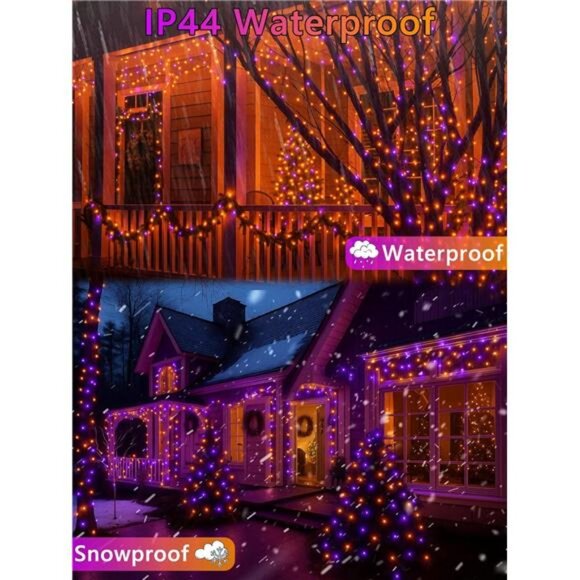 2-Pack 66FT 200 LED Extendable Halloween Lights,13 Modes Orange and Purple - Picture 6 of 7